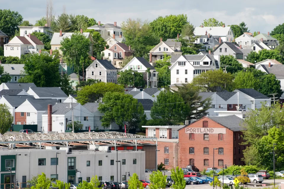 View of houses and buildings in Portland, Maine